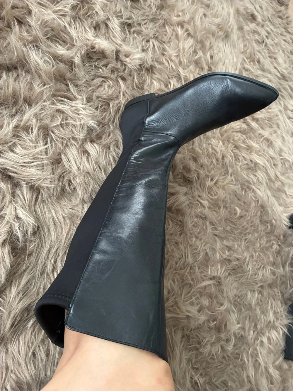 Nine West Black Over-the-Knee Stretch and Leather Boots
